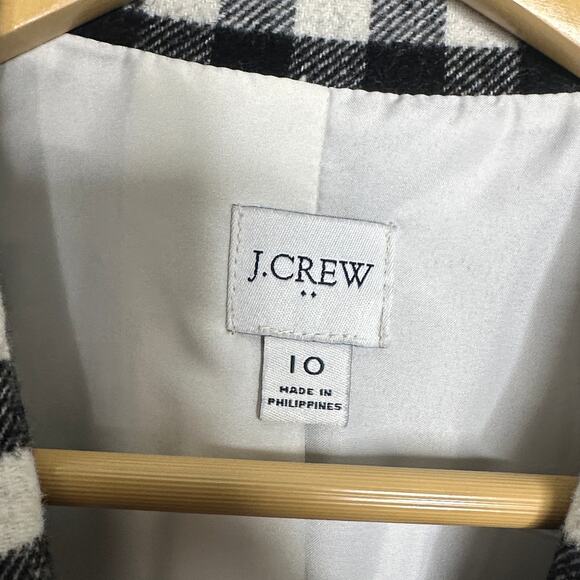 J. CREW Wool-Blend One Button Blazer Buffalo Check Plaid Black White Sz 10 {200} - Picture 5 of 7